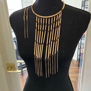Gold Windchime Necklace and Earrings Set